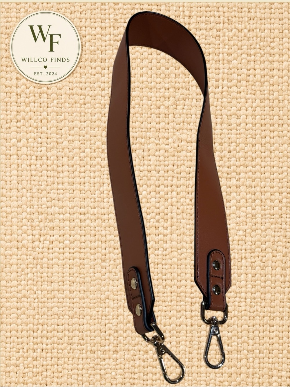 Brown Wide Handbag Replacement Shoulder Strap Silver Lobster Clasps